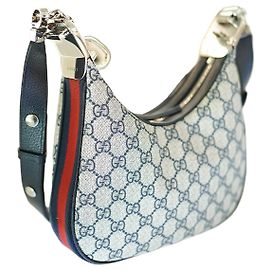 Gucci Sac à épaule en toile beige et marine