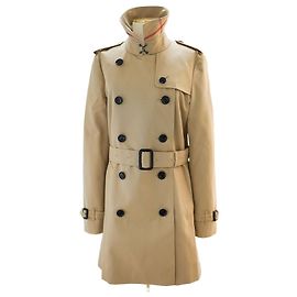Burberry Trench coat curto xadrez feminino em mel