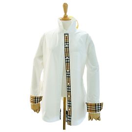 Burberry Camicia a maniche lunghe in cotone bianco a quadri di lusso