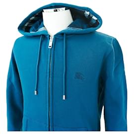 Sudadera para hombre Claredon azul mineral de algodón con logo de caballo - Ropa de lujo - Burberry