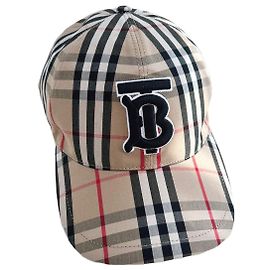 Burberry Casquette de baseball à carreaux vintage TB Beige