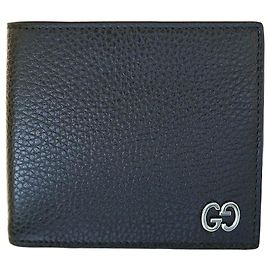 Gucci Carteira dobrável masculina em couro preto