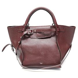 Céline Grande Borsa in Pelle di Vitello Grana Vino con Piccola Tracolla Lunga
