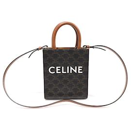 Trio Tela Pelle di Vitello Tan Cabas Mini Vertical - Céline