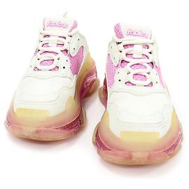 Balenciaga Zapatillas de Mujer Triple Trainer Blanco Rosa Suela Transparente