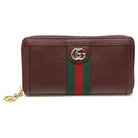 Gucci Bordeaux Leder Ophidia WEB Zip Langbörse