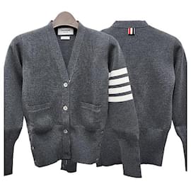 Milano-Stich Armband Bar Cardigan in Mittelgrau - Thom Browne