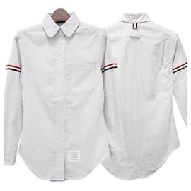 Camisa Oxford de rayas con banda de tres rayas para mujer Thom Browne Gris Medio