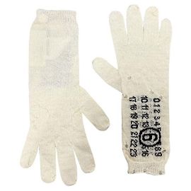 Maison Martin Margiela Guanti in lana con logo Numero Bianco Sporco