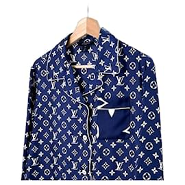 Louis Vuitton Camicia da pigiama in seta Escale Blu