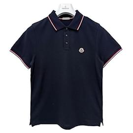 Kurzarm-Polo aus Baumwoll-Piqué mit Moncler-Logo-Patch, marineblau