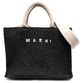 Piccola borsa tote in rafia nera - Marni