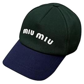 Baseballkappe Drill mit gesticktem Logo in Abatte Royal Green - Miu Miu