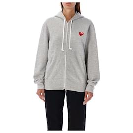 Comme Des Garcons Zip-Hoodie mit rotem Herz-Patch AX