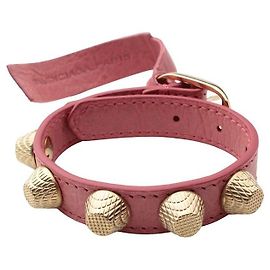 Balenciaga Pulseira de couro rosa claro com tom dourado