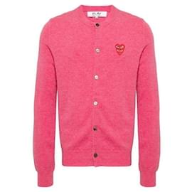 Rundhals-Doppelpullover in Burgunder mit AX-Emblem - Comme Des Garcons