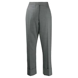 Pantalones de lana twill clásicos con tirantes traseros - Thom Browne