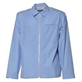 Camisa de crepé orgánico azul con cremallera - Marni