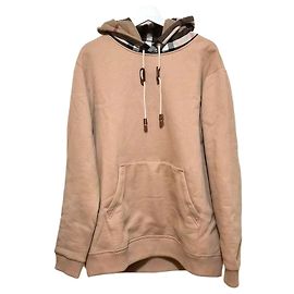 Burberry Felpa di cotone con cappuccio e maniche lunghe con rifinitura a quadri