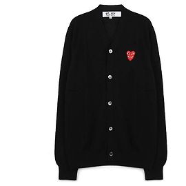 Comme Des Garcons Cardigan mit doppeltem rotem Herz-Patch