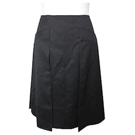 Falda de lana negra recogida - Chanel