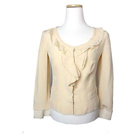 Prada Chaqueta de seda con volantes de mantequilla