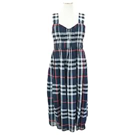 Burberry Vestido sin mangas DELILAH de algodón y chiffon marino