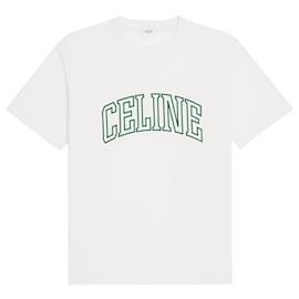 Oversized T-Shirt aus Baumwolljersey Off-White Grün College - Céline
