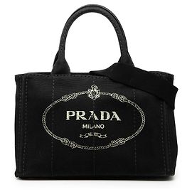 Bolso pequeño de lona negra Canapa logo Prada