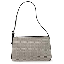 Borsa a spalla in tela a quadri tonali grigia Burberry