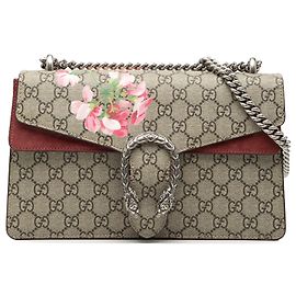 Borsa a Spalla Gucci Beige Medium GG Supreme Blooms Dionysus