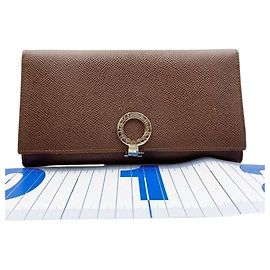 Bulgari Cartera larga de piel marrón Bvlgari Bvlgari