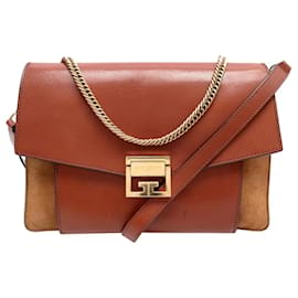 BORSA A MANO GIVENCHY GV3 MEDIA IN PELLE E CAMOSCIO MARRONE - Givenchy