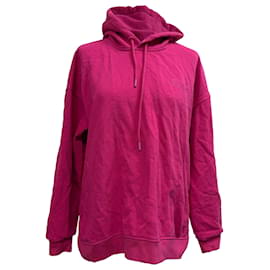 Hoodie aus rosa Baumwolle mit gesticktem Ganni-Logo