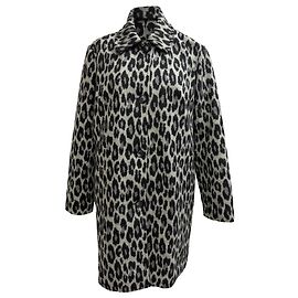 Apc Abrigo de Lana Gris con Estampado de Leopardo A.P.C. Poupee