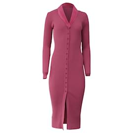 Vestido midi de punto acanalado Staud Celina en viscosa rosa