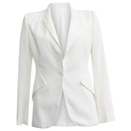  Alexander Mcqueen Single-Breasted Blazer in White Viscose