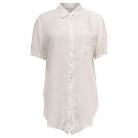 Camisa de manga corta Theory en lino blanco
