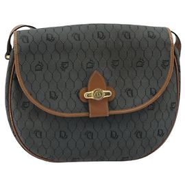 Christian Dior Vintage Honeycomb Flap Canvas and Leather