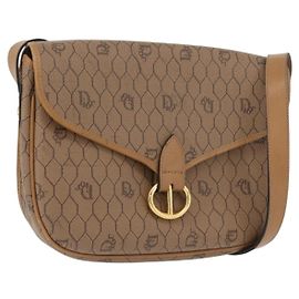 Christian Dior Vintage Honeycomb Canvas and Leather