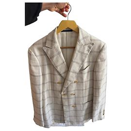 Autre Marque Blazer a Quadri Beige Doppiopetto Pal Zileri