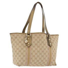 GUCCI GG Canvas Tote Bag Beige Gold 137396 Auth BA11082