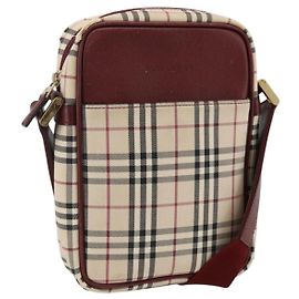 Borsa a Spalla Nova Check in Tela Beige Oro Auth bs33586 di BURBERRY