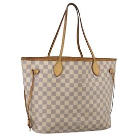 LOUIS VUITTON Bolsa Tote Neverfull MM Damier Azur N41605 Auth LV LNZ052