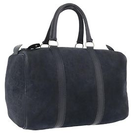 Borsa Boston Christian Dior in suede blu navy argento autentica mr2069