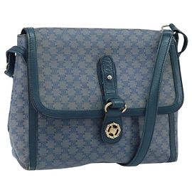 Céline Borsa a Spalla in Tela Macadam CELINE PVC Blu Navy Oro Auth LNZ098