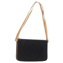 Céline Bolso de hombro de lona Macadam C de CELINE en cuero de gamuza negro y plata auténtico ki6507