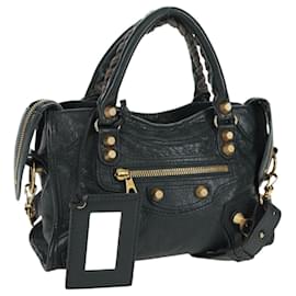 Sac Mini City Classique en Cuir 2en1 Navy Or 309544 Auth 168313SAV - Balenciaga