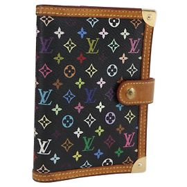 LOUIS VUITTON Agenda PM Multicolor Cubierta Planificador Diario Negro R20895 Auth LNZ415V