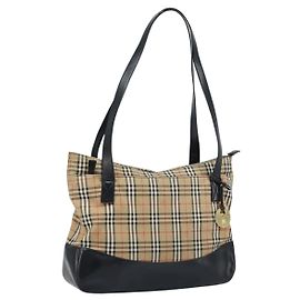 Borsa Tote Burberrys Nova Check in tela beige oro Auth 172718